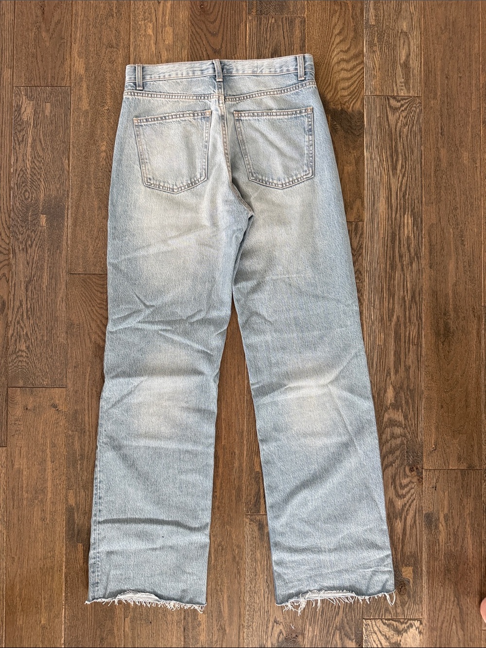 Zara Light Blue Wide-Leg Jeans with Frayed Hem - Picture 3 of 5